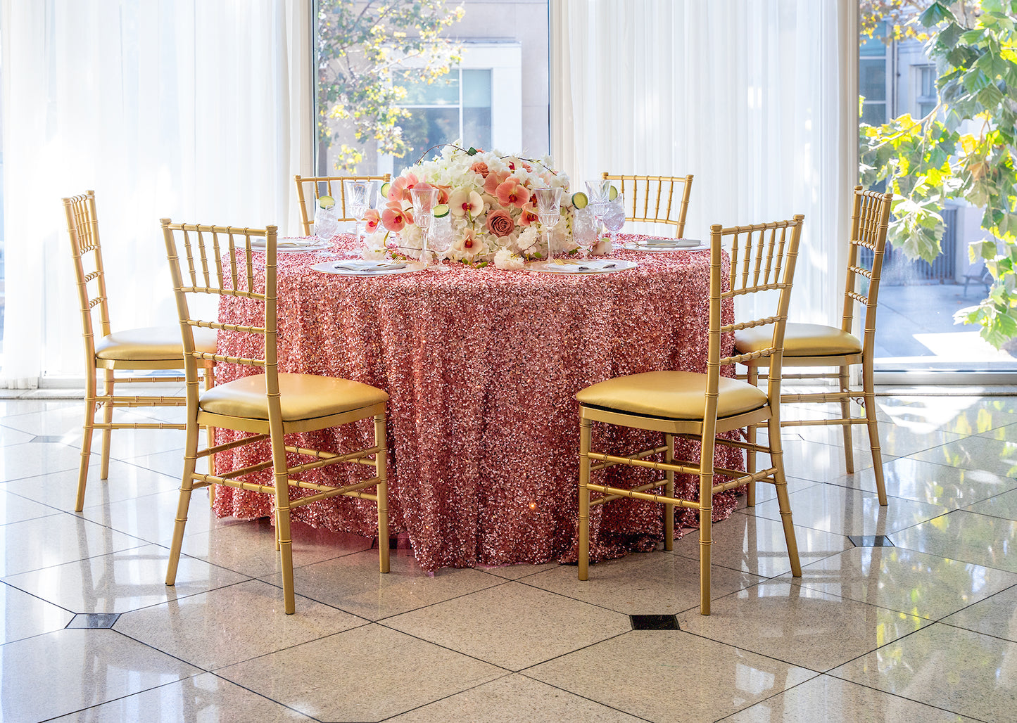 120" Round Sequin on Velvet Tableclothes