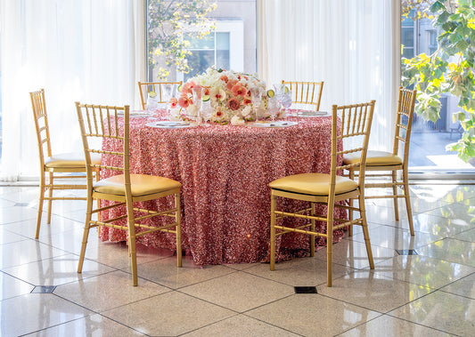 120" Round Sequin on Velvet Tablecloth - Apple red