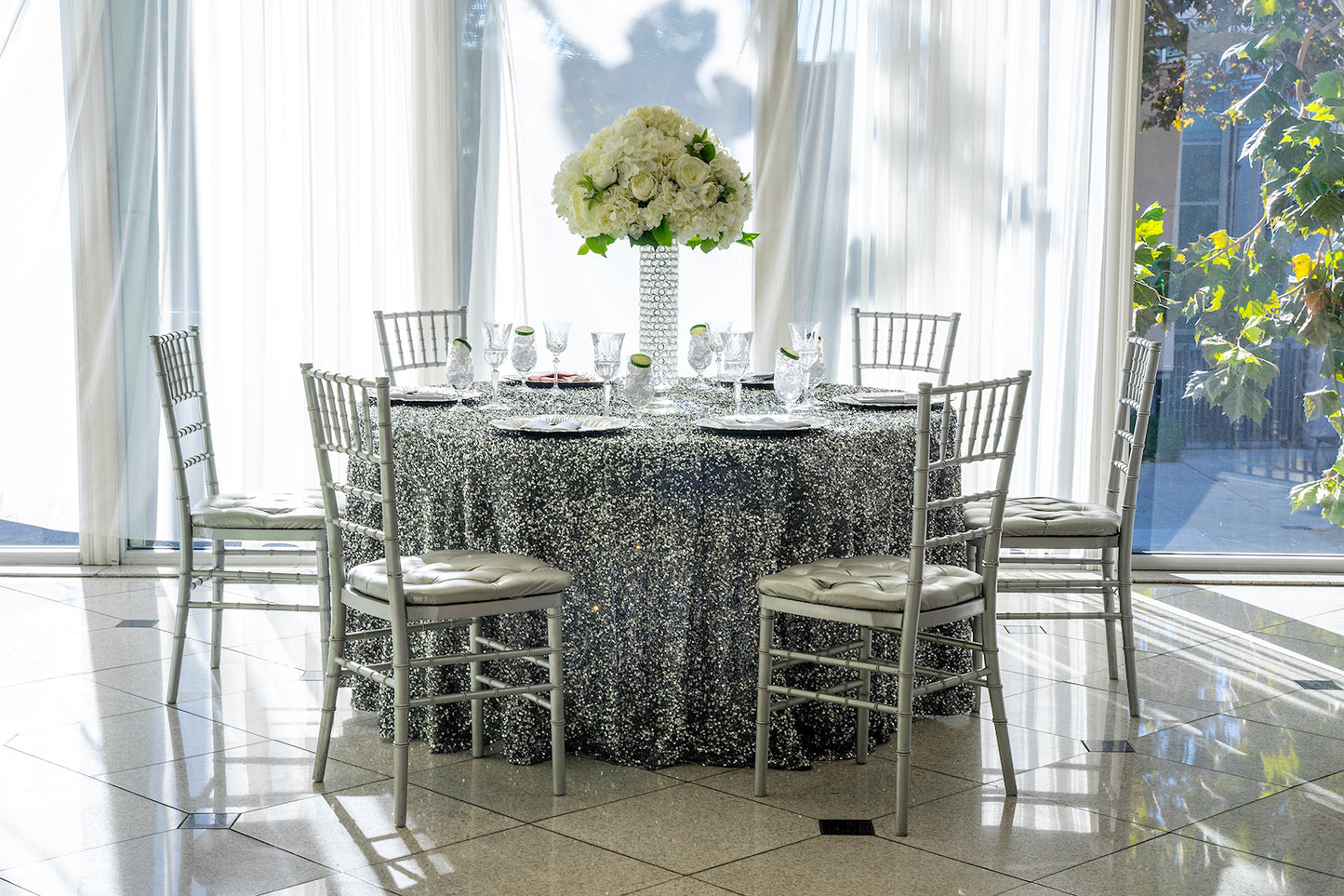 120" Round Sequin on Velvet Tableclothes