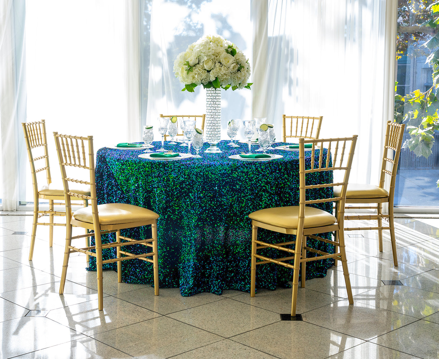 120" Round Sequin on Velvet Tableclothes